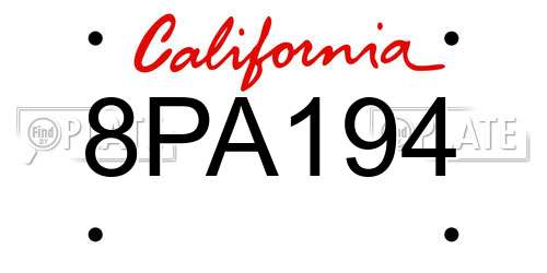 8PA194 California License Plate