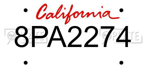 8PA2274 California License Plate