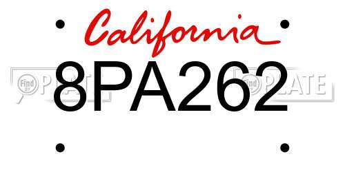 8PA262 California License Plate