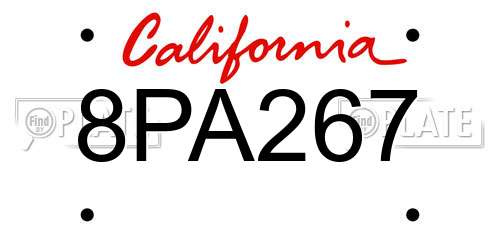 8PA267 California License Plate