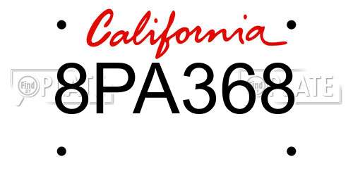 8PA368 California License Plate
