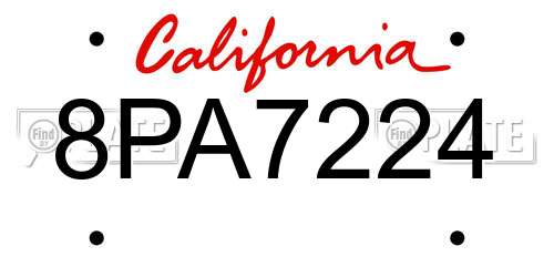 8PA7224 California License Plate