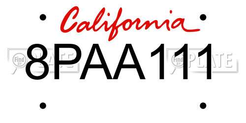 8PAA111 California License Plate