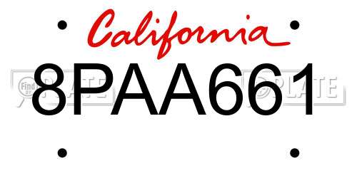8PAA661 California License Plate