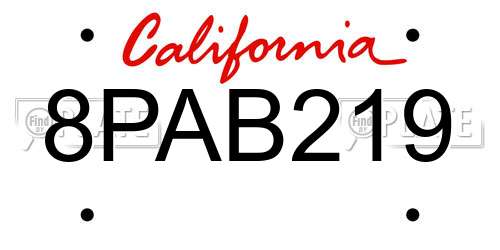 8PAB219 California License Plate