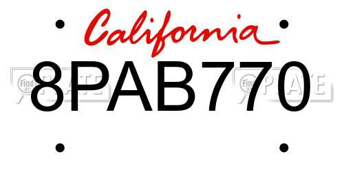 8PAB770 California License Plate