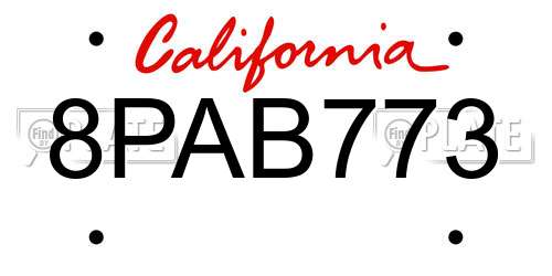 8PAB773 California License Plate