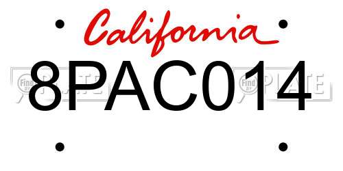 8PAC014 California License Plate