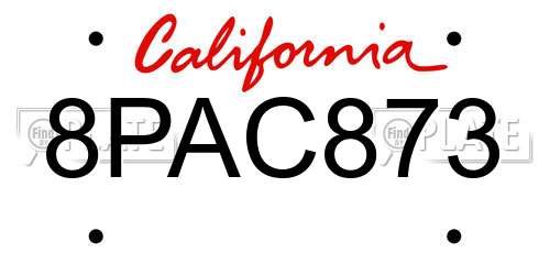 8PAC873 California License Plate
