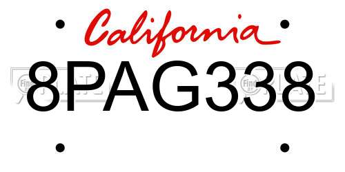 8PAG338 California License Plate
