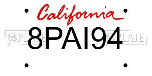 8PAI94 California License Plate