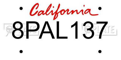 8PAL137 California License Plate
