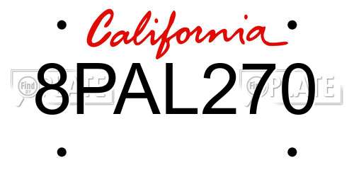 8PAL270 California License Plate