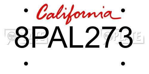 8PAL273 California License Plate