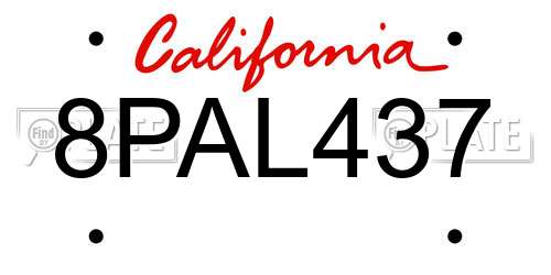 8PAL437 California License Plate