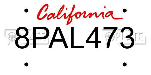 8PAL473 California License Plate