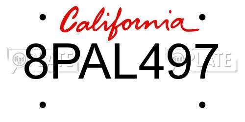 8PAL497 California License Plate