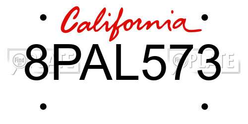 8PAL573 California License Plate