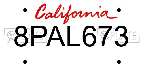 8PAL673 California License Plate