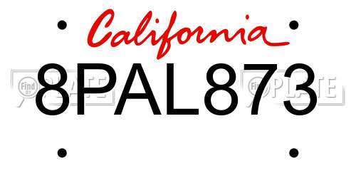 8PAL873 California License Plate