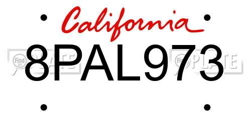 8PAL973 California License Plate