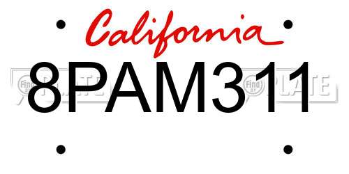 8PAM311 California License Plate