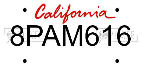 8PAM616 license plate in CA state