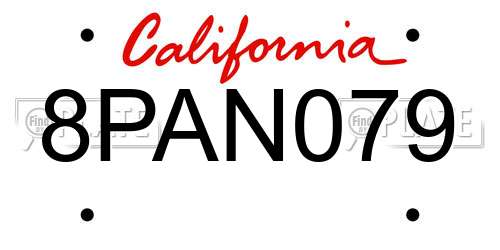 8PAN079 California License Plate
