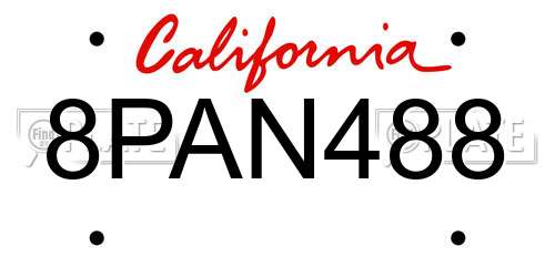 8PAN488 California License Plate