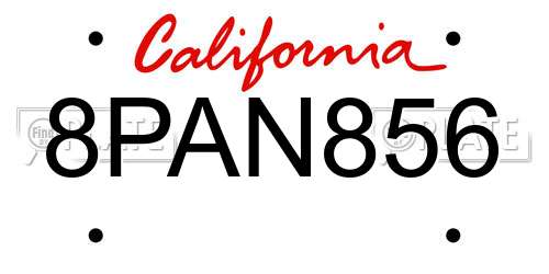 8PAN856 California License Plate