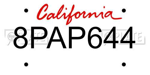 8PAP644 California License Plate