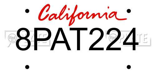 8PAT224 California License Plate