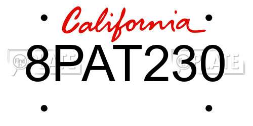8PAT230 California License Plate