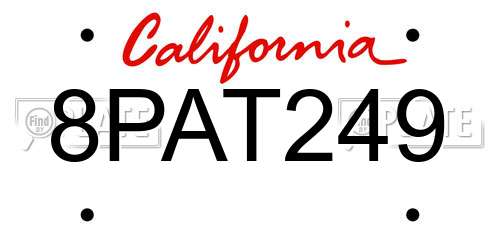 8PAT249 California License Plate