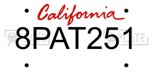 8PAT251 California License Plate