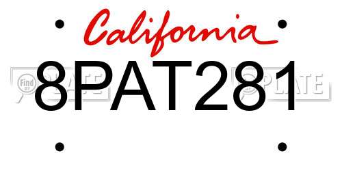 8PAT281 California License Plate