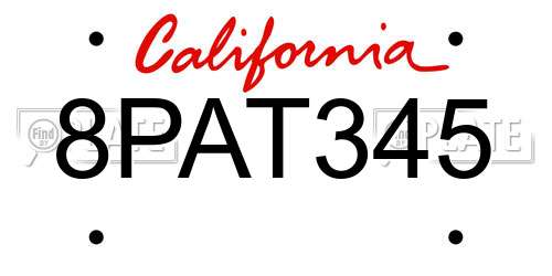 8PAT345 California License Plate