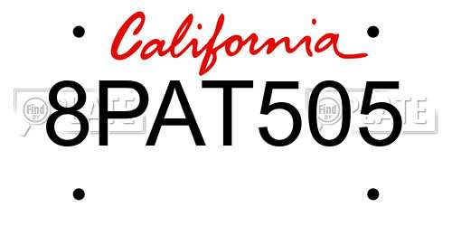 8PAT505 California License Plate