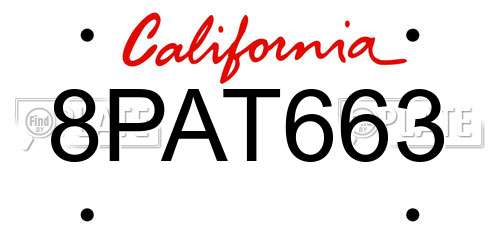 8PAT663 California License Plate