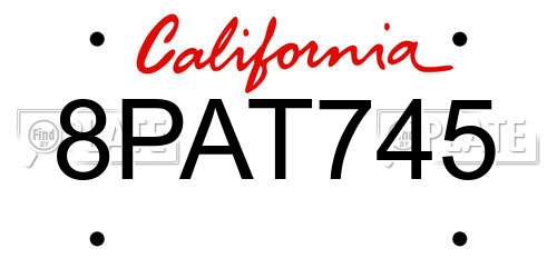 8PAT745 California License Plate