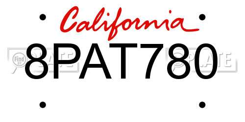 8PAT780 California License Plate