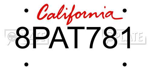 8PAT781 California License Plate