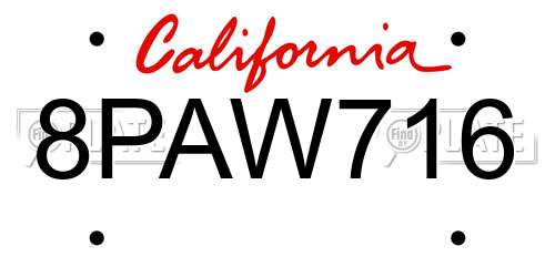 8PAW716 California License Plate