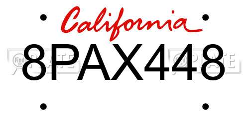 8PAX448 California License Plate