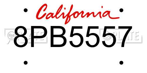 8PB5557 California License Plate