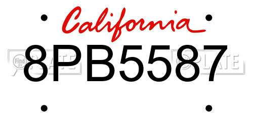 8PB5587 California License Plate