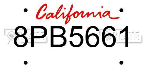 8PB5661 California License Plate