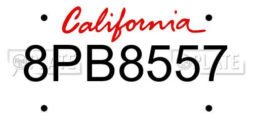 8PB8557 California License Plate