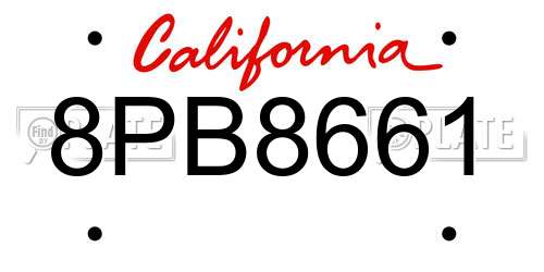 8PB8661 California License Plate