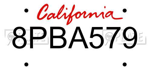 8PBA579 California License Plate